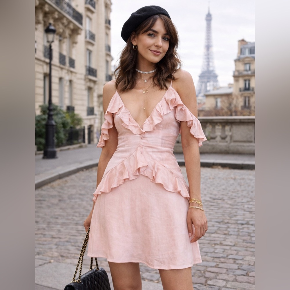 Revolve nbd pink ruffle dress songofstyle y2k fairy